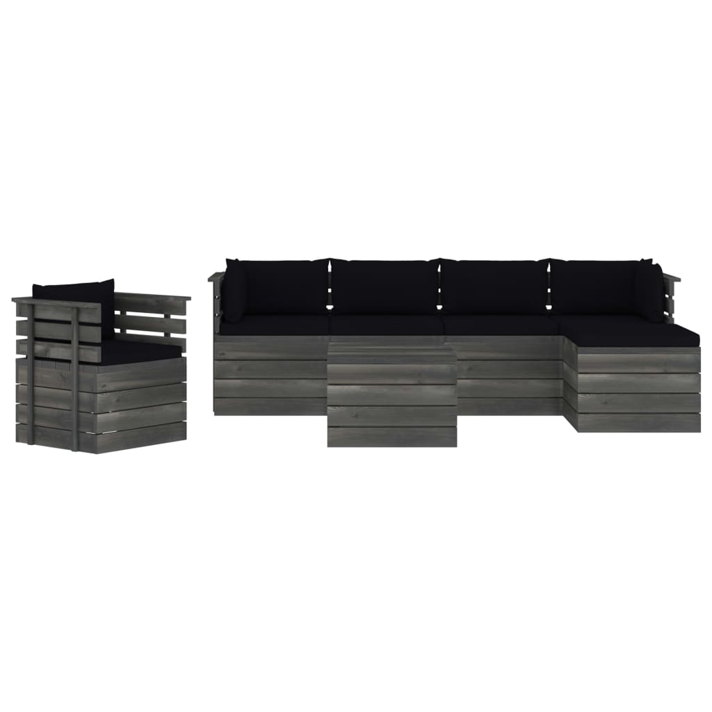 

vidaXL 7-delige Loungeset met kussens pallet massief grenenhout