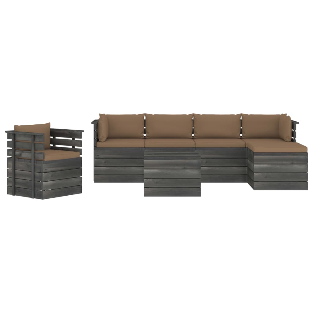 

vidaXL 7-delige Loungeset met kussens pallet massief grenenhout