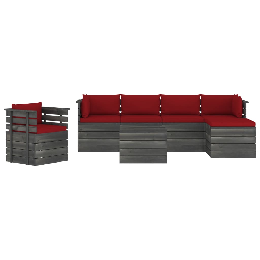 

vidaXL 7-delige Loungeset met kussens pallet massief grenenhout