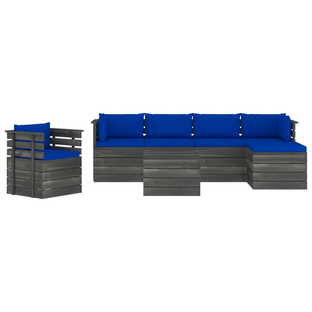 

vidaXL 7-delige Loungeset met kussens pallet massief grenenhout