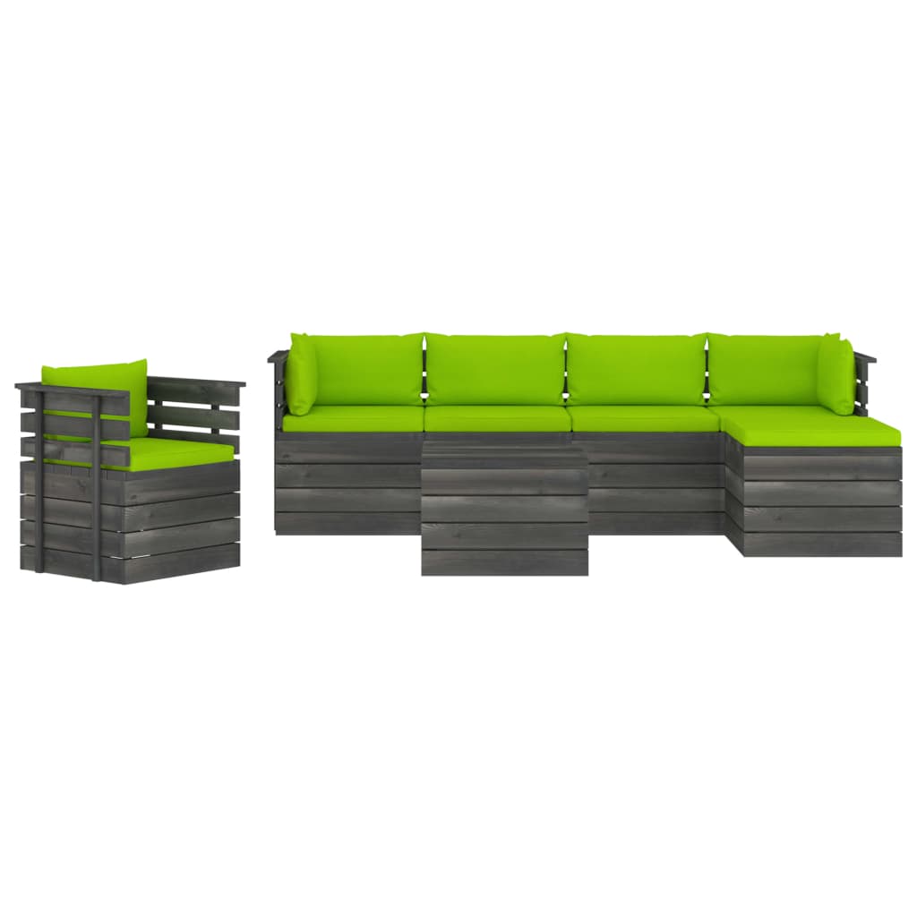 

vidaXL 7-delige Loungeset met kussens pallet massief grenenhout