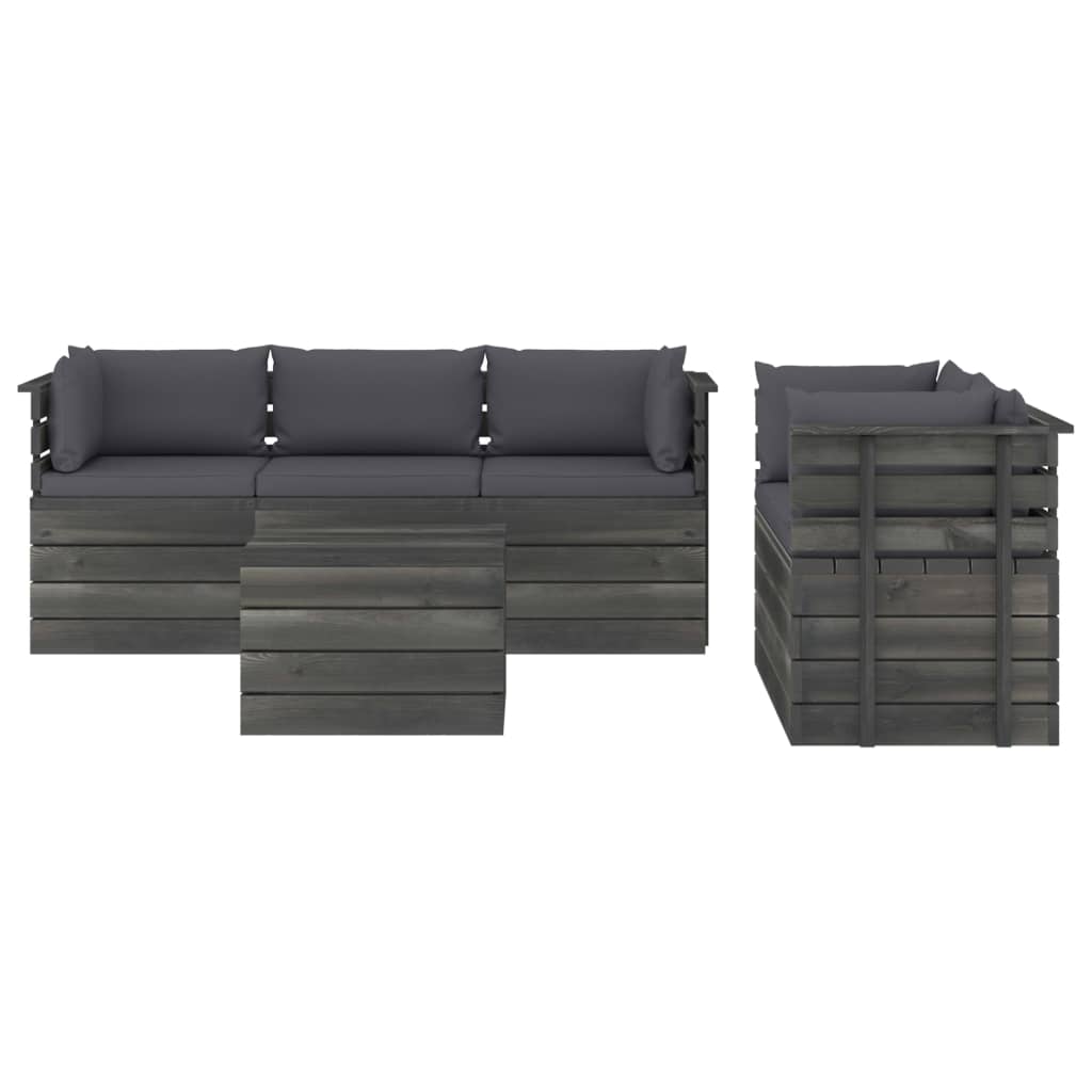 

vidaXL 6-delige Loungeset met kussens pallet massief grenenhout