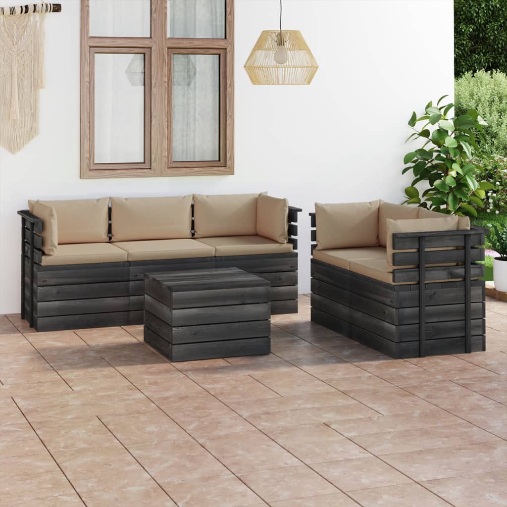 Vidaxl Set Mobilier De Gradina Din Paleti, Cu Perne, 6 Piese, Lemn Pin