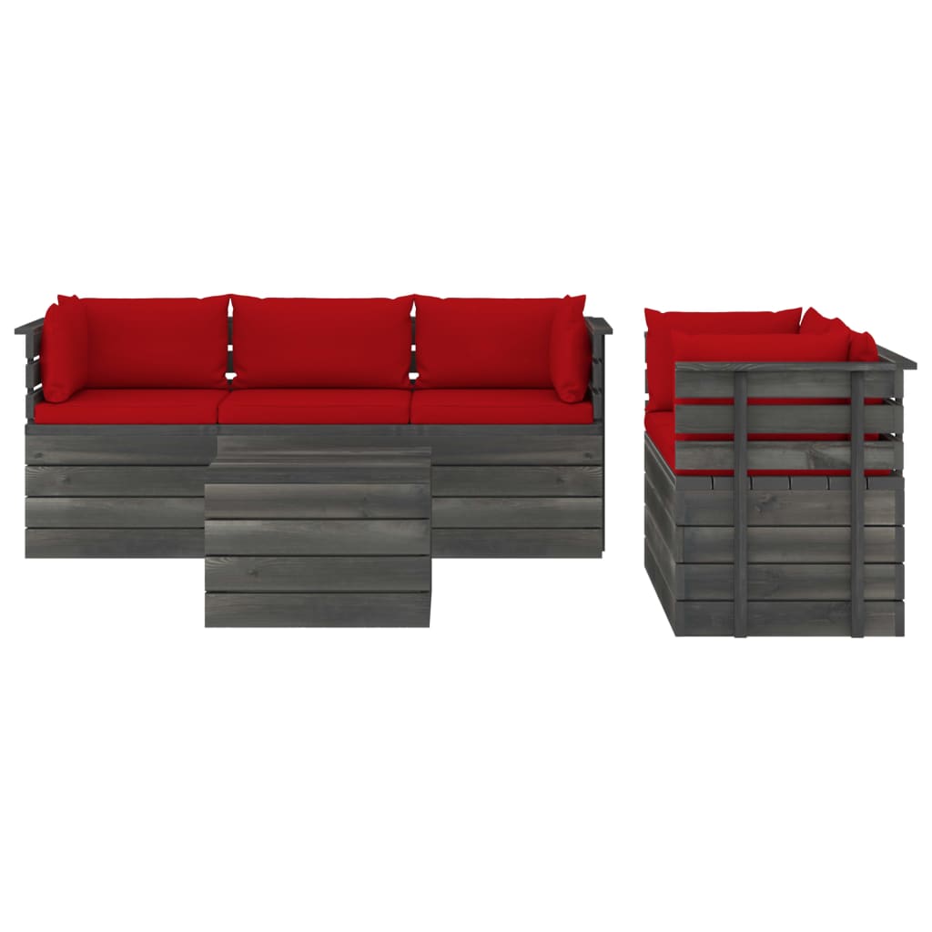 

vidaXL 6-delige Loungeset met kussens pallet massief grenenhout