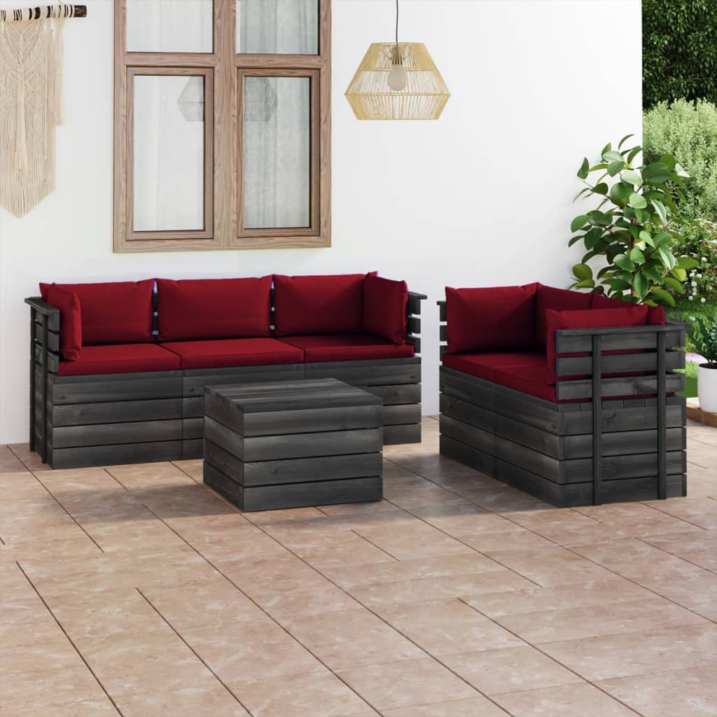 vidaXL Set mobilier grădină din paleți cu perne, 6 piese, lemn de pin vidaXL