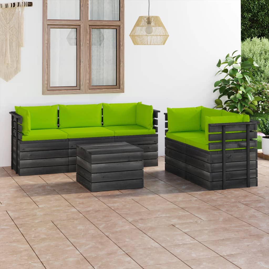 Vidaxl Set Mobilier Gradina Din Paleti, 6 Piese, Cu Perne, Lemn De Pin