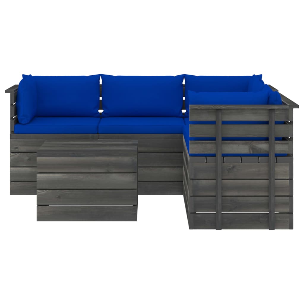 

vidaXL 6-delige Loungeset met kussens pallet massief grenenhout