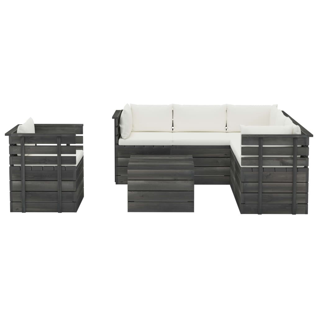 

vidaXL 7-delige Loungeset met kussens pallet massief grenenhout