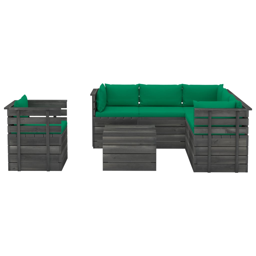 

vidaXL 7-delige Loungeset met kussens pallet massief grenenhout