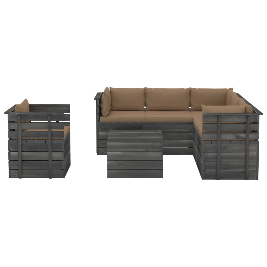 

vidaXL 7-delige Loungeset met kussens pallet massief grenenhout