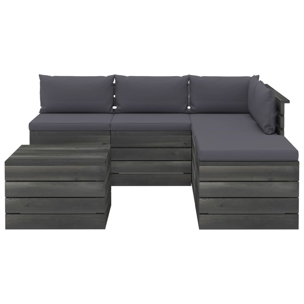 

vidaXL 6-delige Loungeset met kussens pallet grenenhout