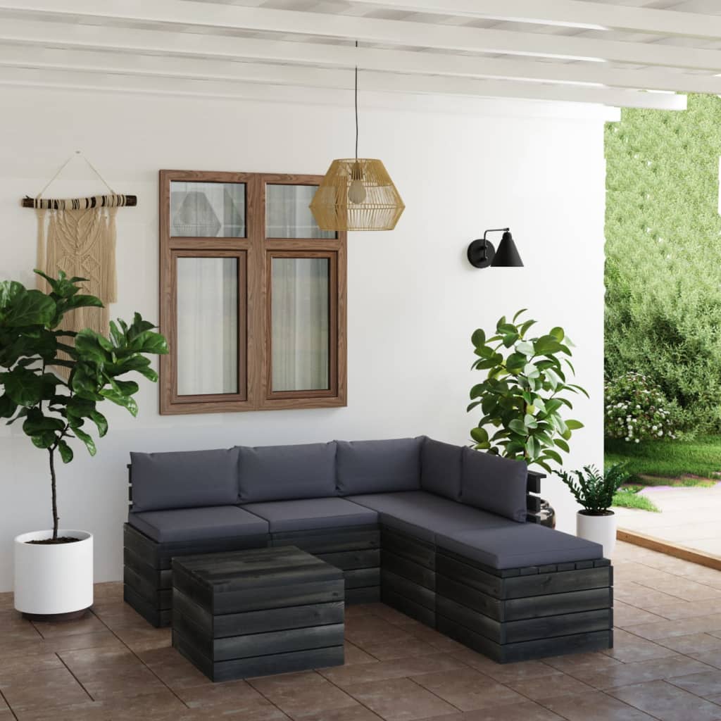 vidaXL Set mobilier grădină din paleți cu perne, 6 piese, lemn de pin vidaXL