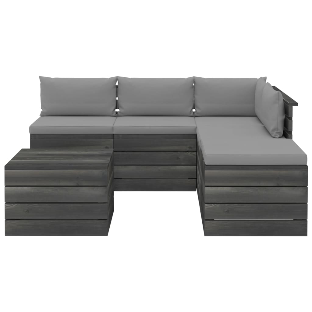 

vidaXL 6-delige Loungeset met kussens pallet grenenhout
