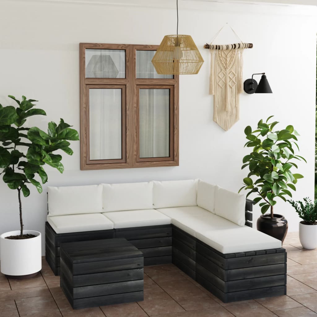 vidaXL Set mobilier grădină paleți cu perne, 6 piese, lemn masiv pin vidaXL imagine noua
