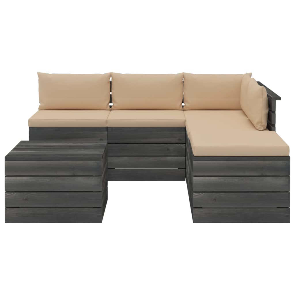 

vidaXL 6-delige Loungeset met kussens pallet grenenhout