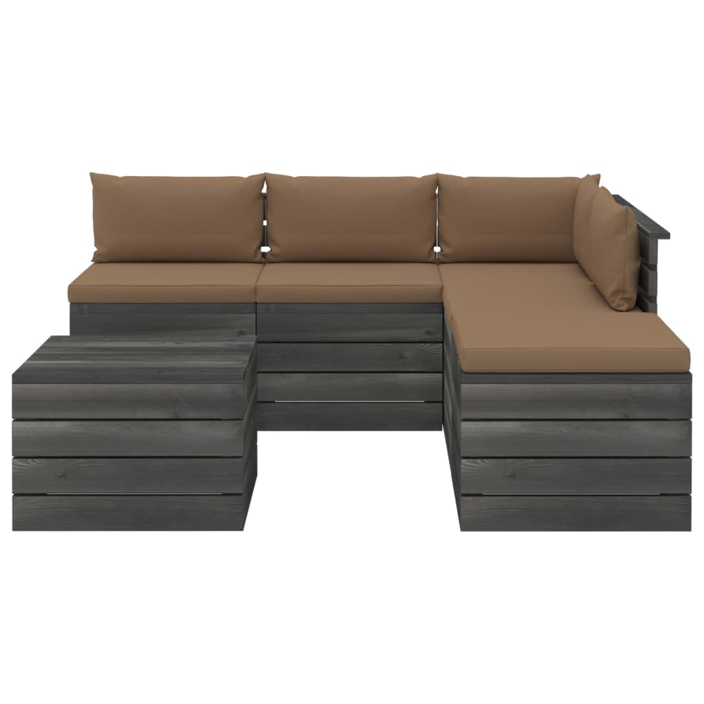 

vidaXL 6-delige Loungeset met kussens pallet grenenhout