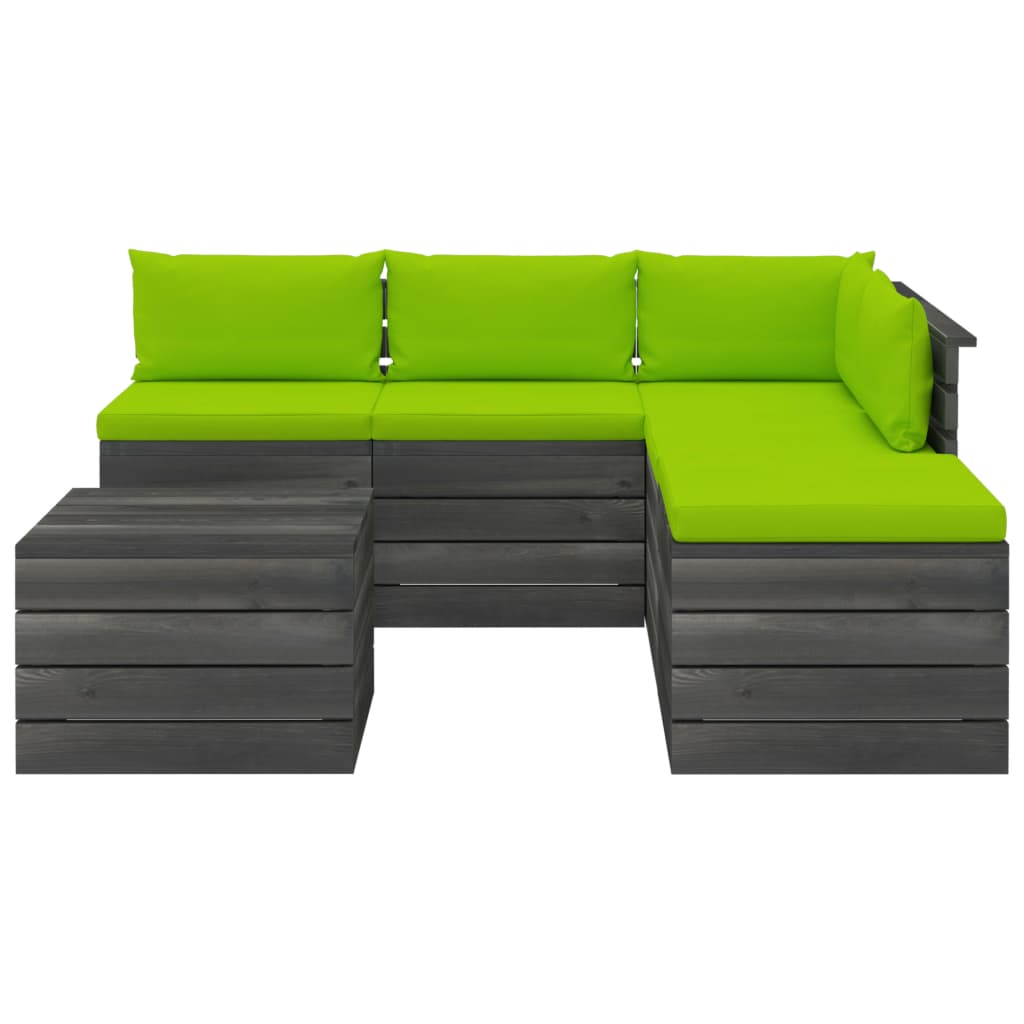 

vidaXL 6-delige Loungeset met kussens pallet grenenhout