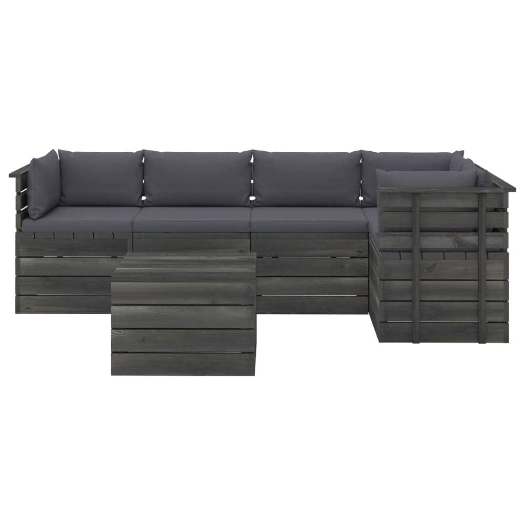 

vidaXL 6-delige Loungeset met kussens pallet massief grenenhout