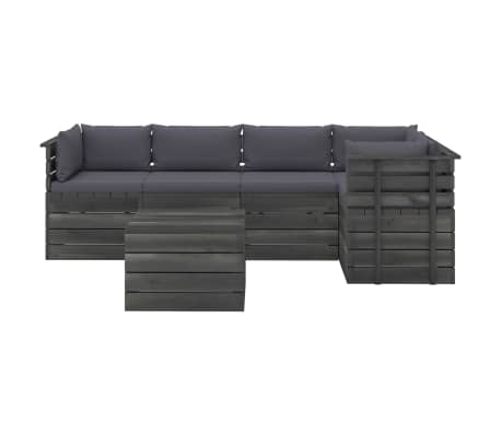 vidaXL 6 pcs conjunto lounge de paletes com almofadões pinho maciço