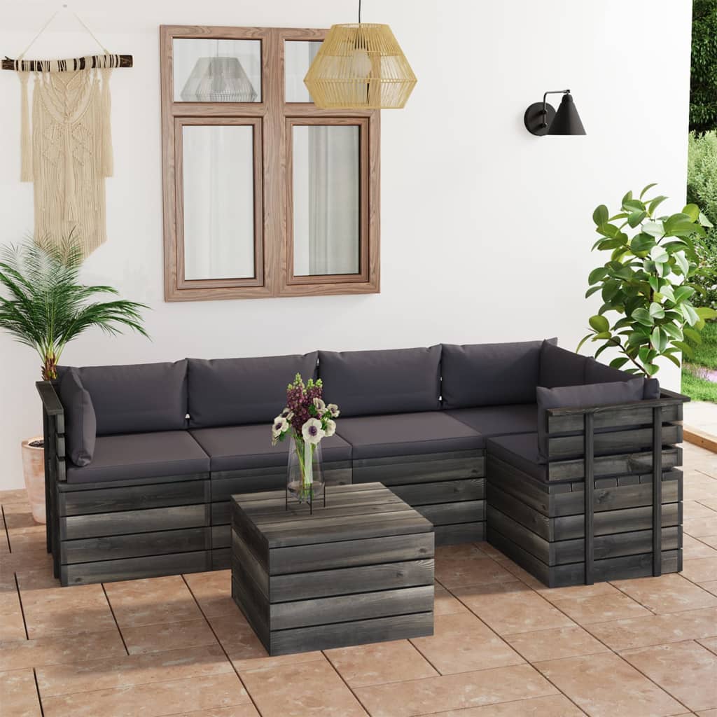 vidaXL Set mobilier grădină din paleți cu perne 6 piese lemn masiv pin vidaXL