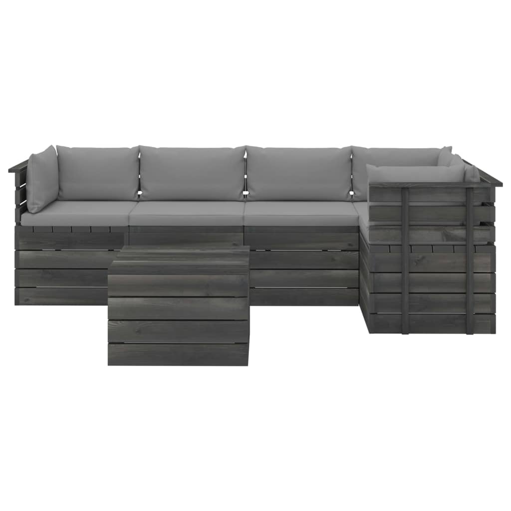 

vidaXL 6-delige Loungeset met kussens pallet massief grenenhout