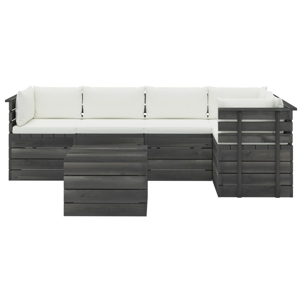 

vidaXL 6-delige Loungeset met kussens pallet massief grenenhout