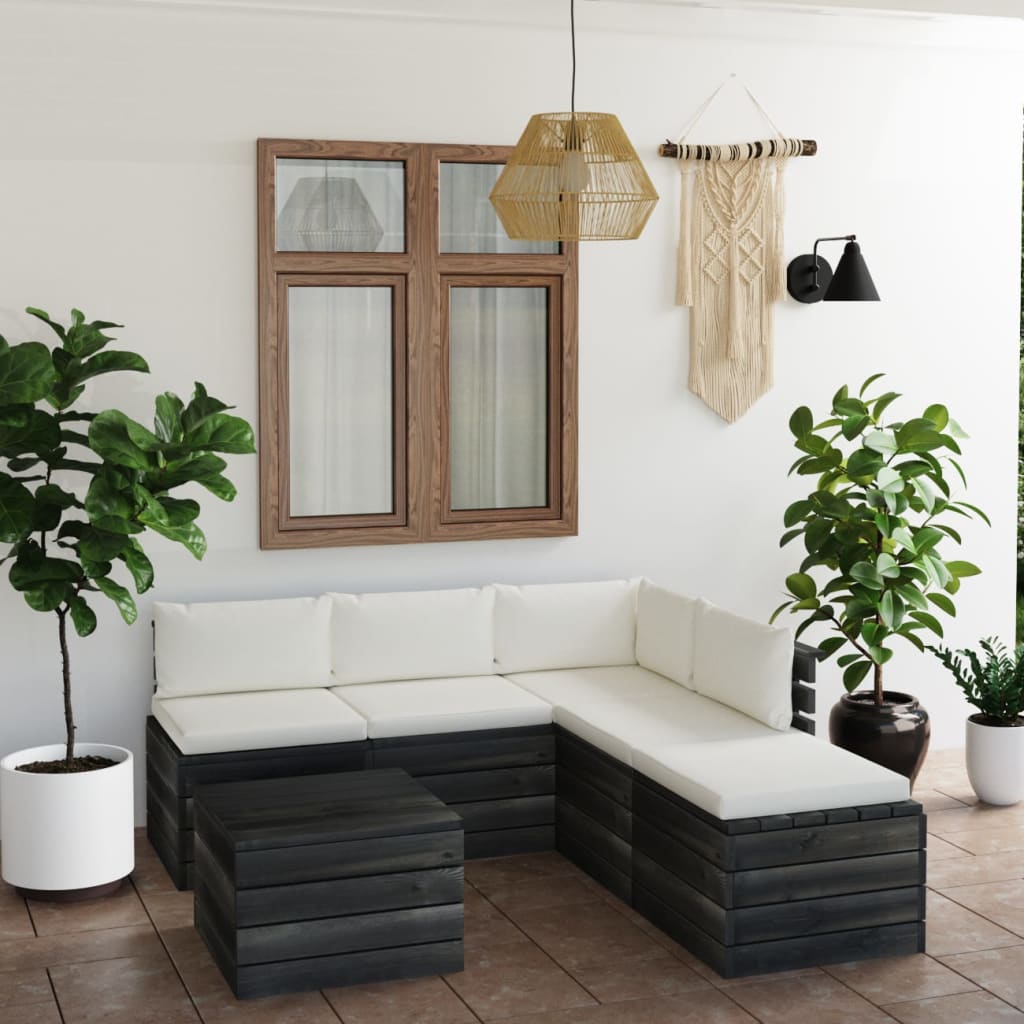 6-tlg. Garten-Sofagarnitur aus Paletten mit Kissen Kiefernholz kaufen