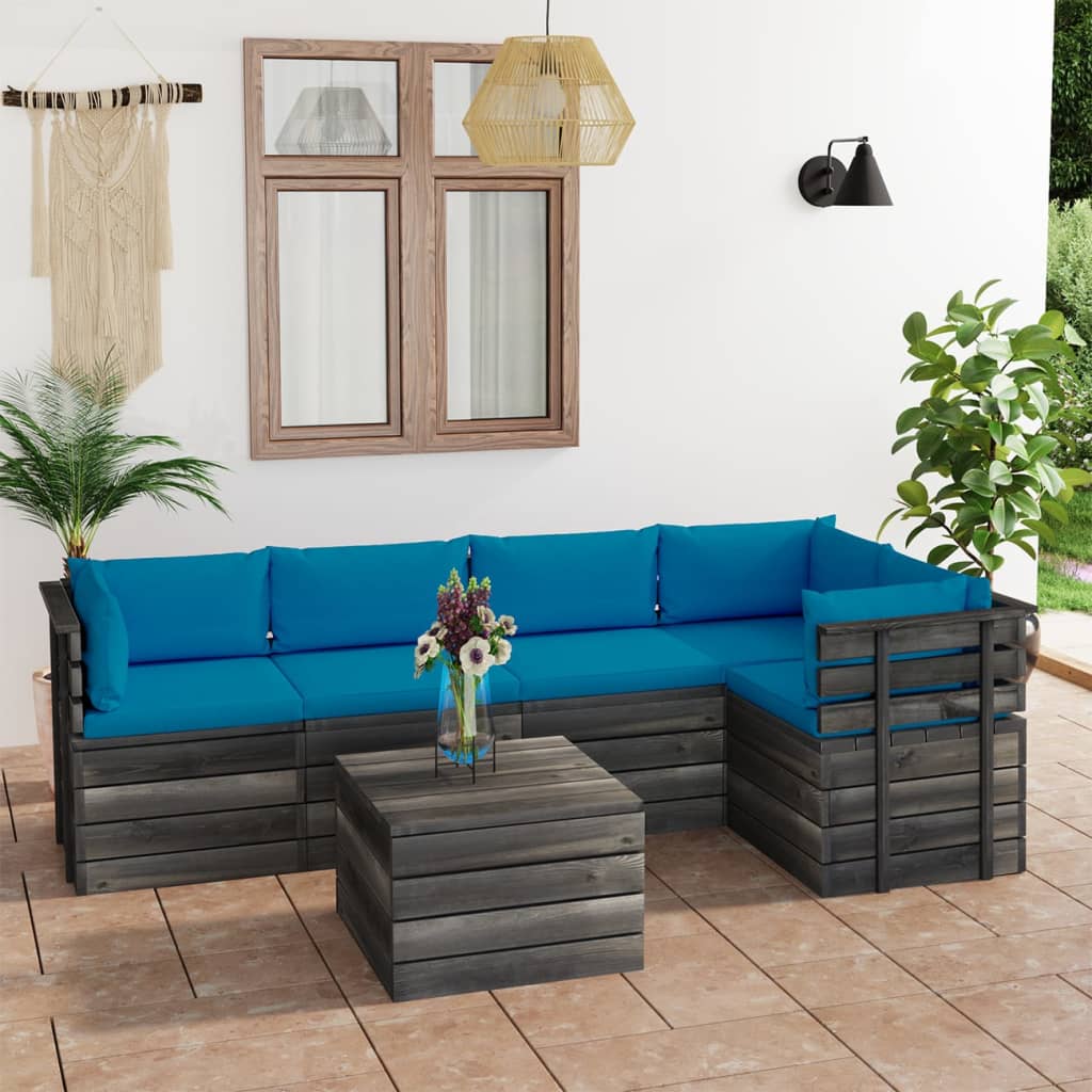 vidaXL Set mobilier de grădină, 8 piese, negru, lemn masiv de pin vidaxl.ro