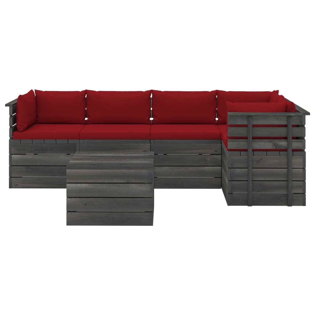 

vidaXL 6-delige Loungeset met kussens pallet massief grenenhout