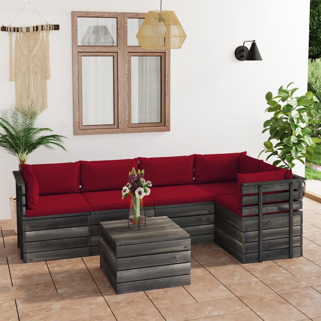 vidaXL Set mobilier grădină din paleți cu perne, 6 piese, lemn de pin vidaxl.ro