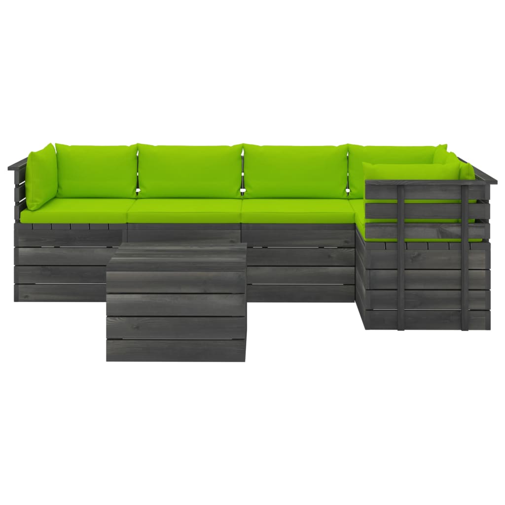 

vidaXL 6-delige Loungeset met kussens pallet massief grenenhout