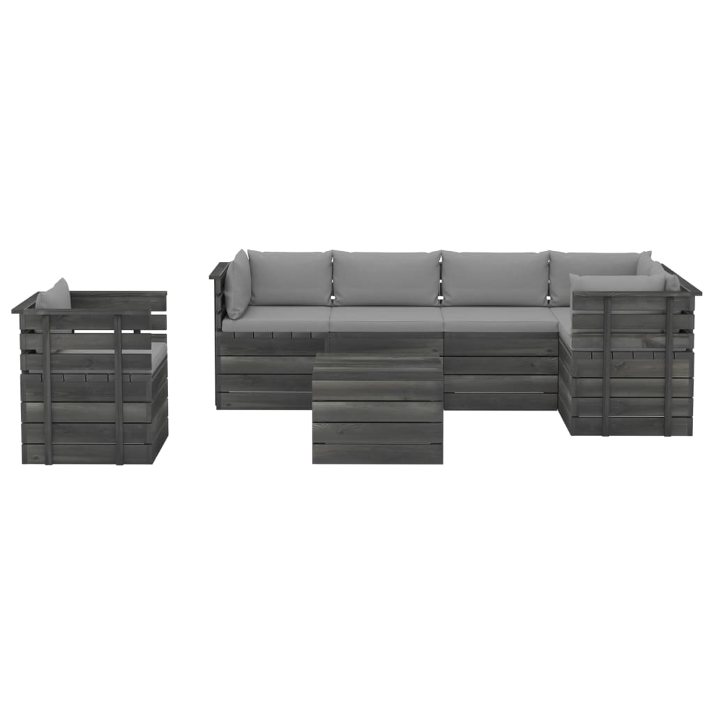 

vidaXL 7-delige Loungeset met kussens pallet massief grenenhout