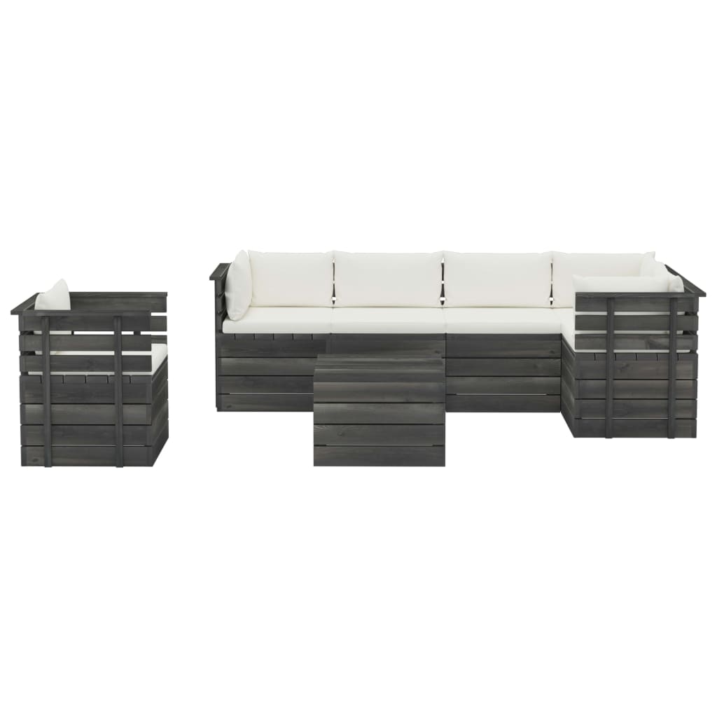 

vidaXL 7-delige Loungeset met kussens pallet massief grenenhout