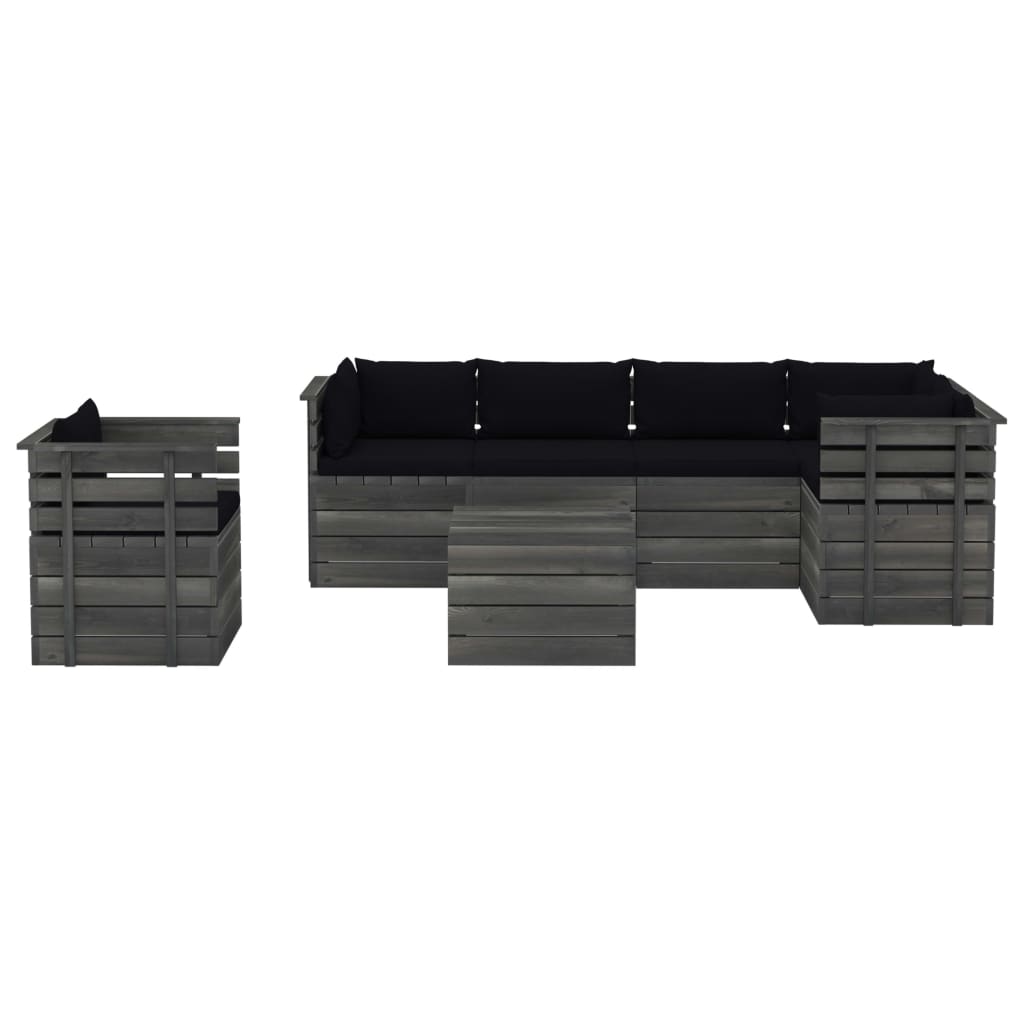 

vidaXL 7-delige Loungeset met kussens pallet massief grenenhout