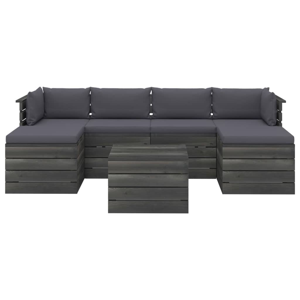 

vidaXL 7-delige Loungeset met kussens pallet massief grenenhout