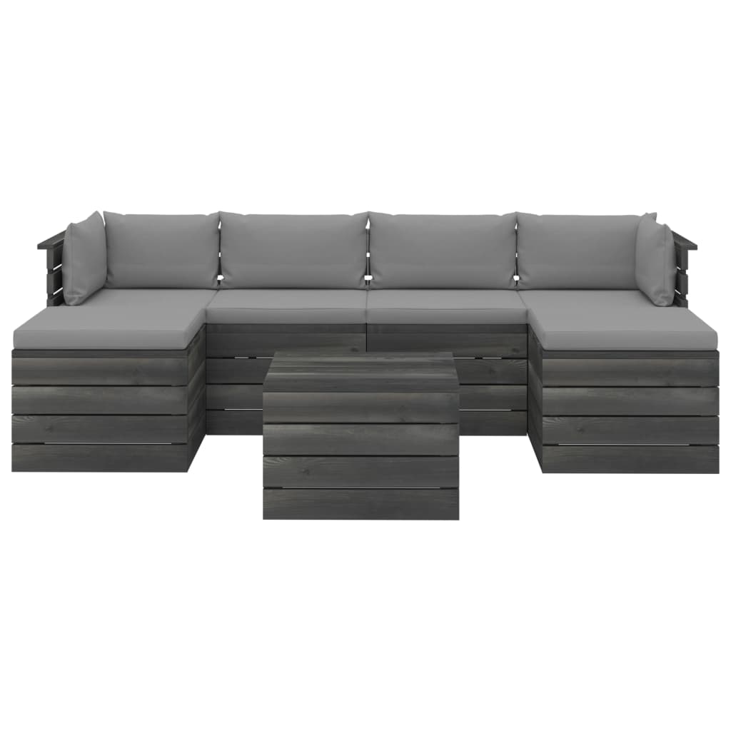 

vidaXL 7-delige Loungeset met kussens pallet massief grenenhout