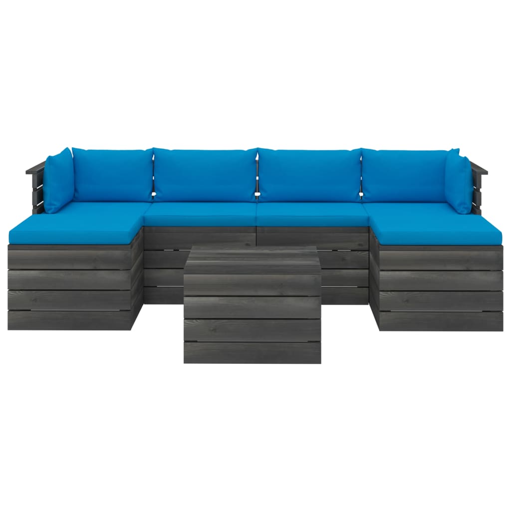 

vidaXL 7-delige Loungeset met kussens pallet massief grenenhout