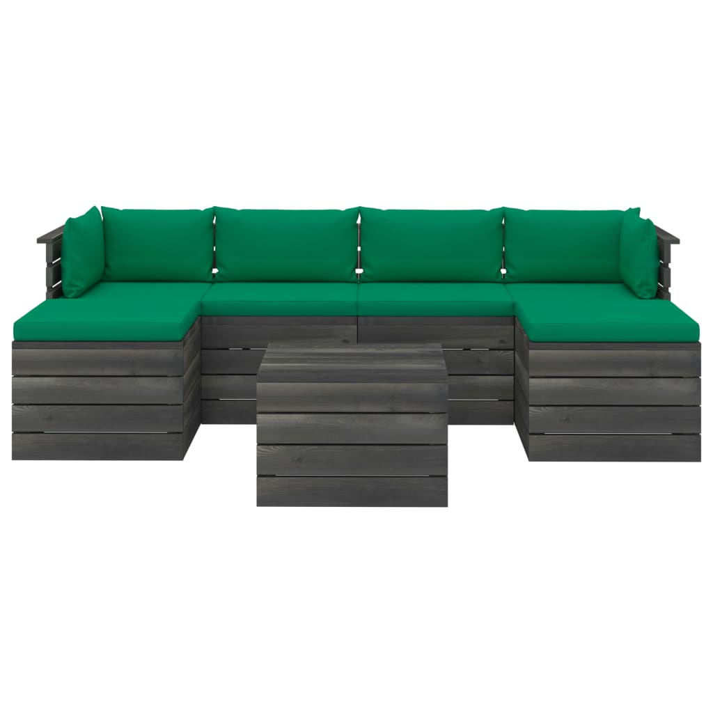 

vidaXL 7-delige Loungeset met kussens pallet massief grenenhout