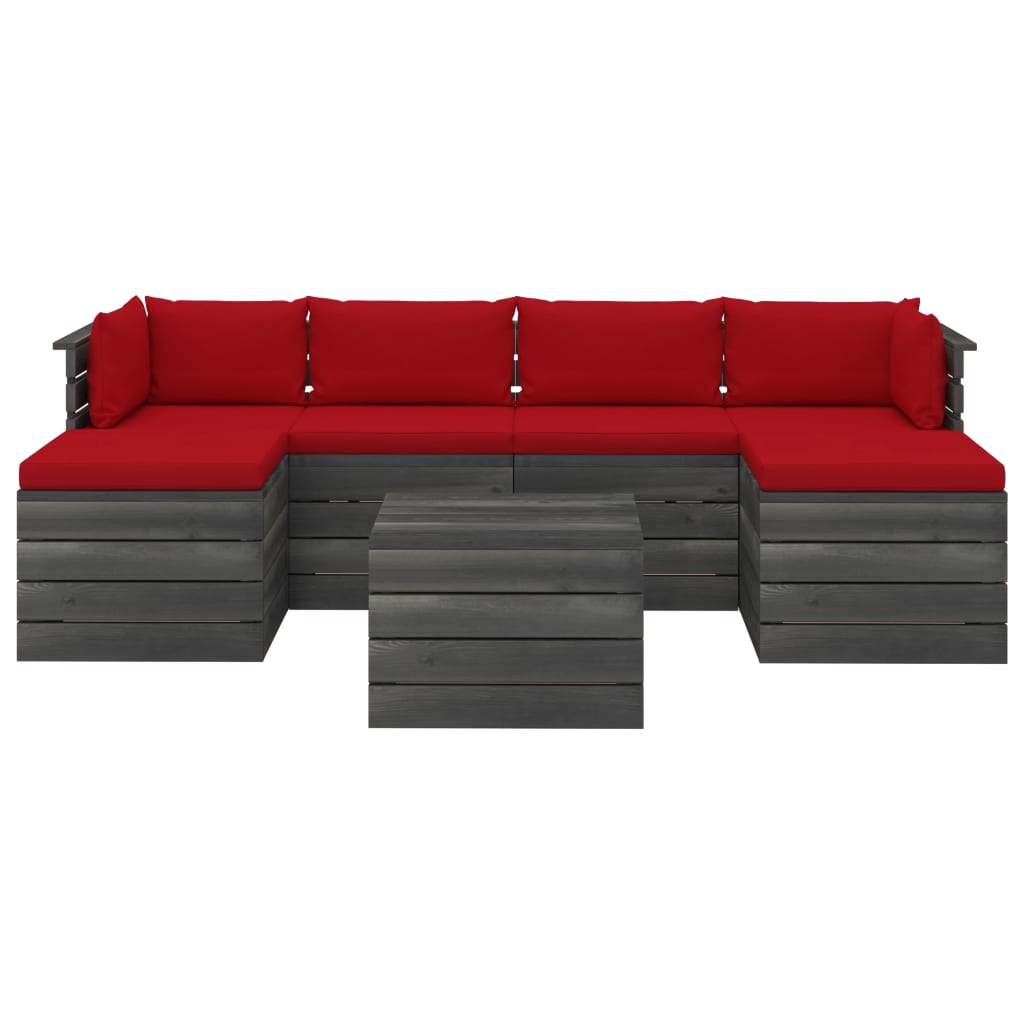 

vidaXL 7-delige Loungeset met kussens pallet massief grenenhout
