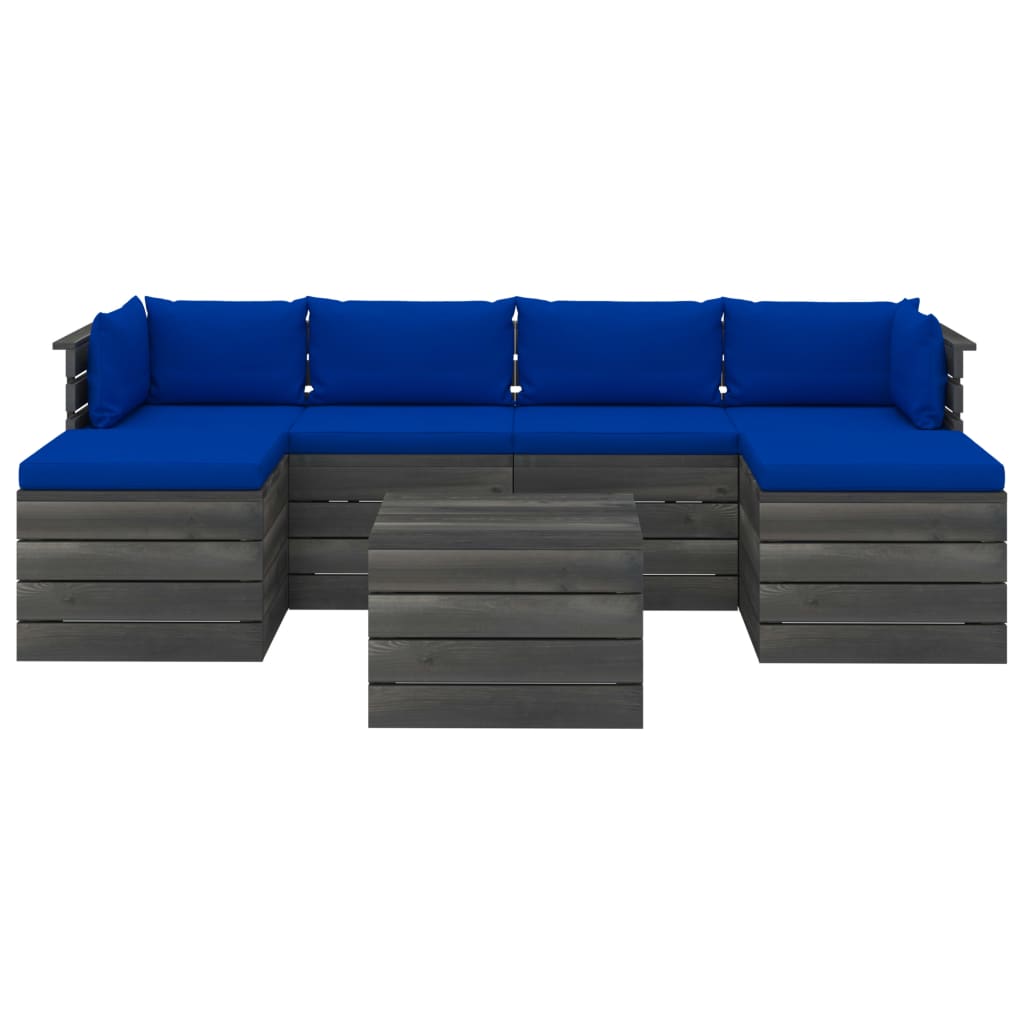 

vidaXL 7-delige Loungeset met kussens pallet massief grenenhout