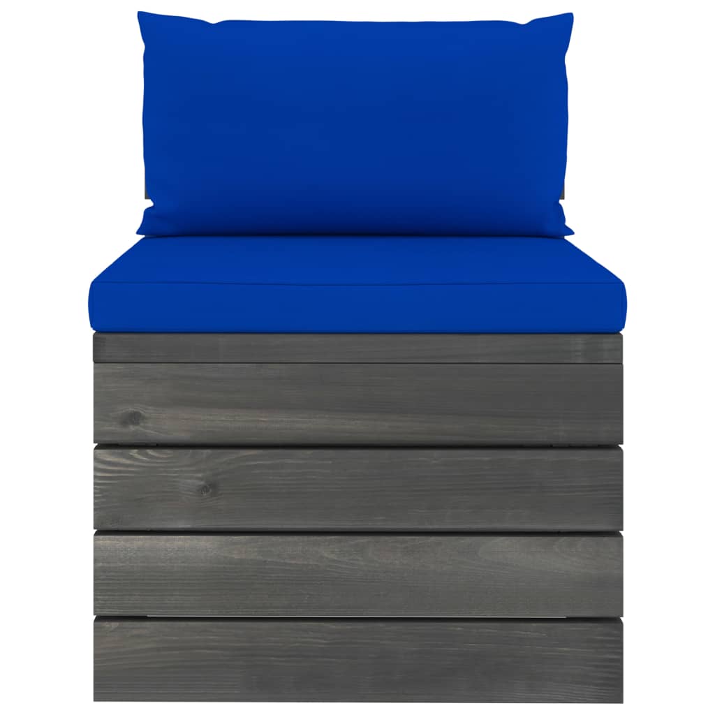 Градински лаундж комплект палети възглавници 7 части бор масив