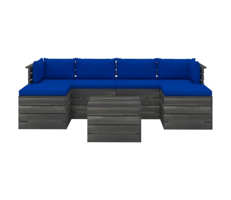 vidaXL 7-delige Loungeset met kussens pallet massief grenenhout