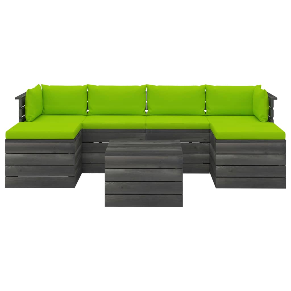 

vidaXL 7-delige Loungeset met kussens pallet massief grenenhout