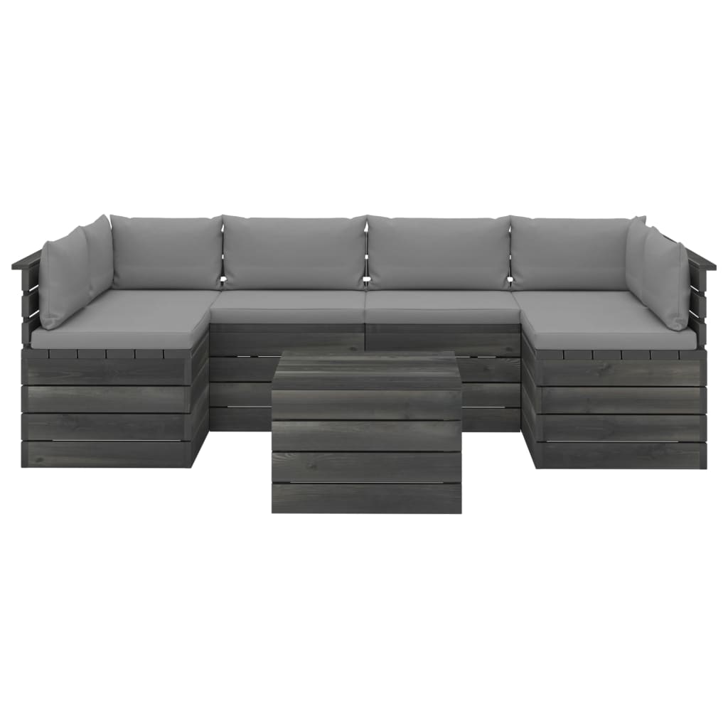 

vidaXL 7-delige Loungeset met kussens pallet massief grenenhout
