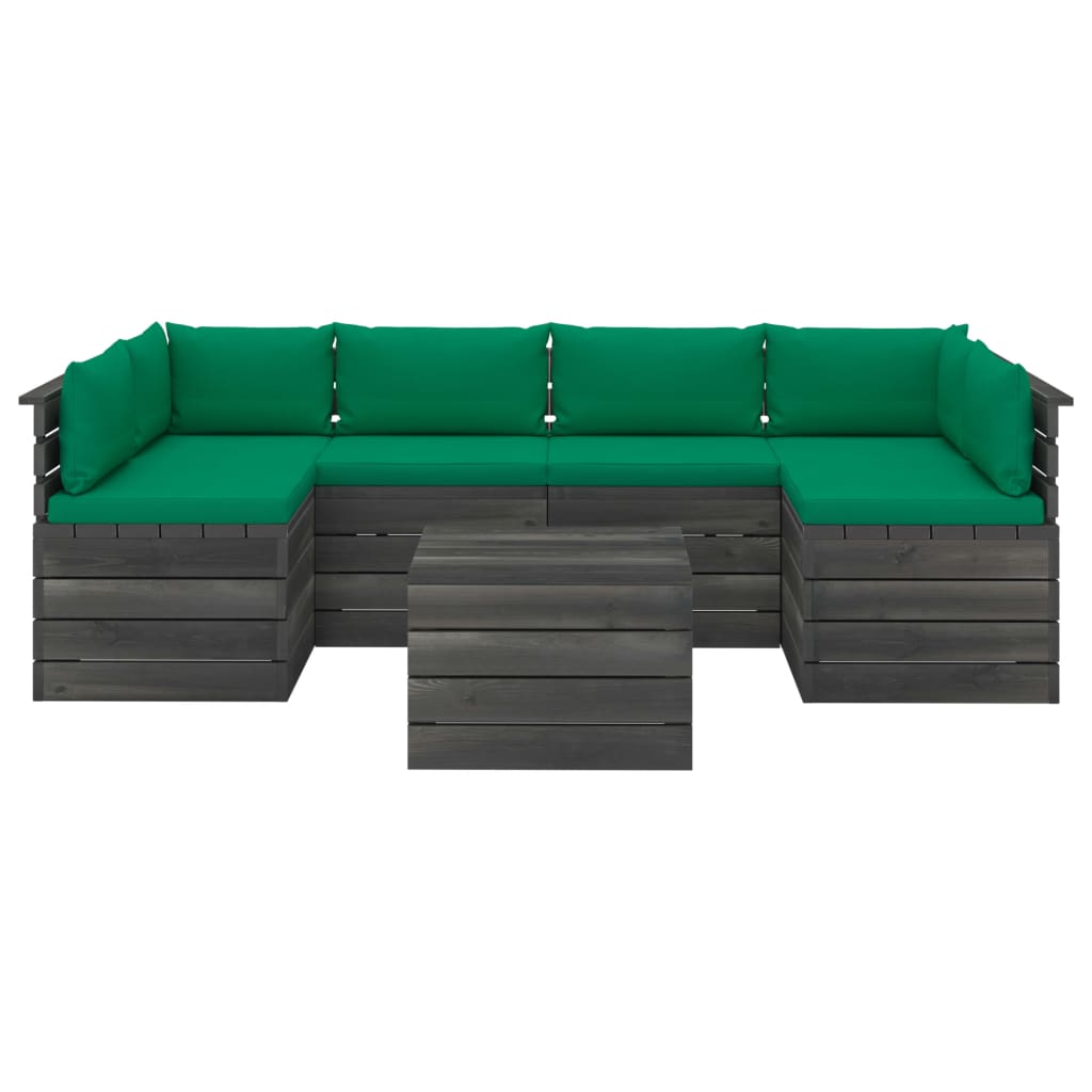 

vidaXL 7-delige Loungeset met kussens pallet massief grenenhout