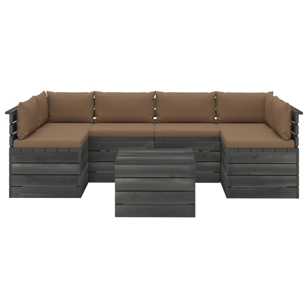 

vidaXL 7-delige Loungeset met kussens pallet massief grenenhout