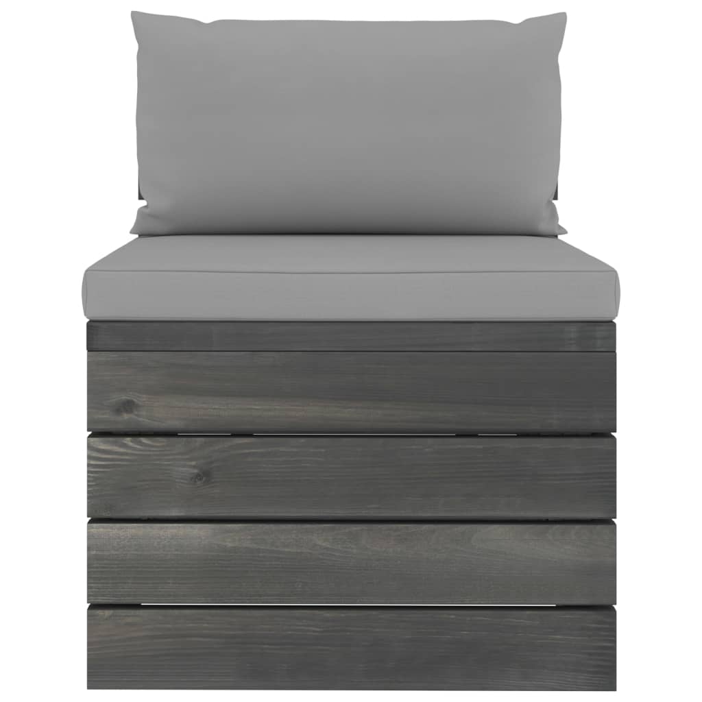 Градински лаундж комплект палети възглавници 9 части бор масив