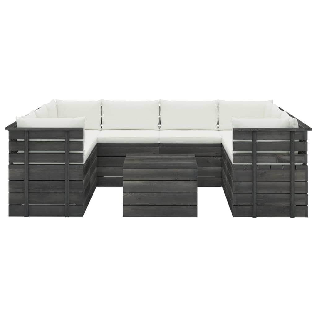 

vidaXL 9-delige Loungeset met kussens pallet massief grenenhout