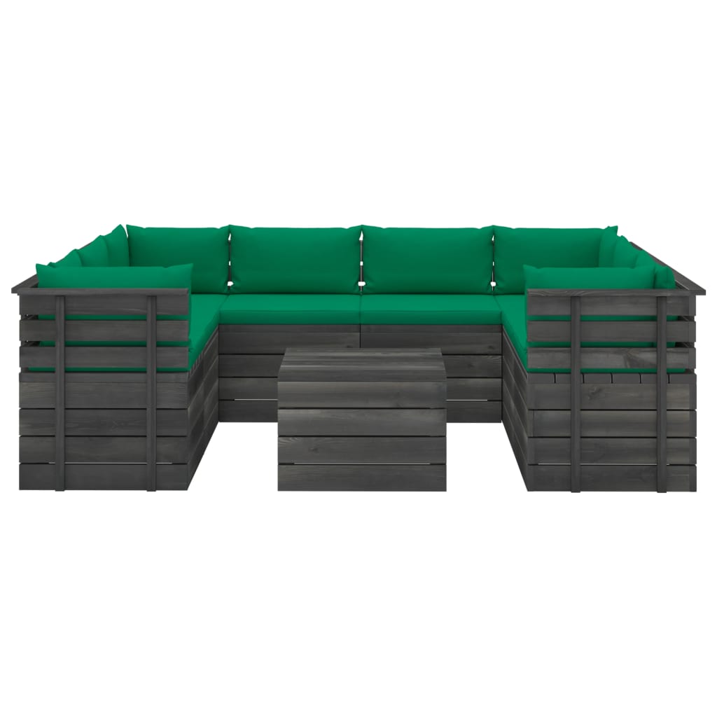

vidaXL 9-delige Loungeset met kussens pallet massief grenenhout