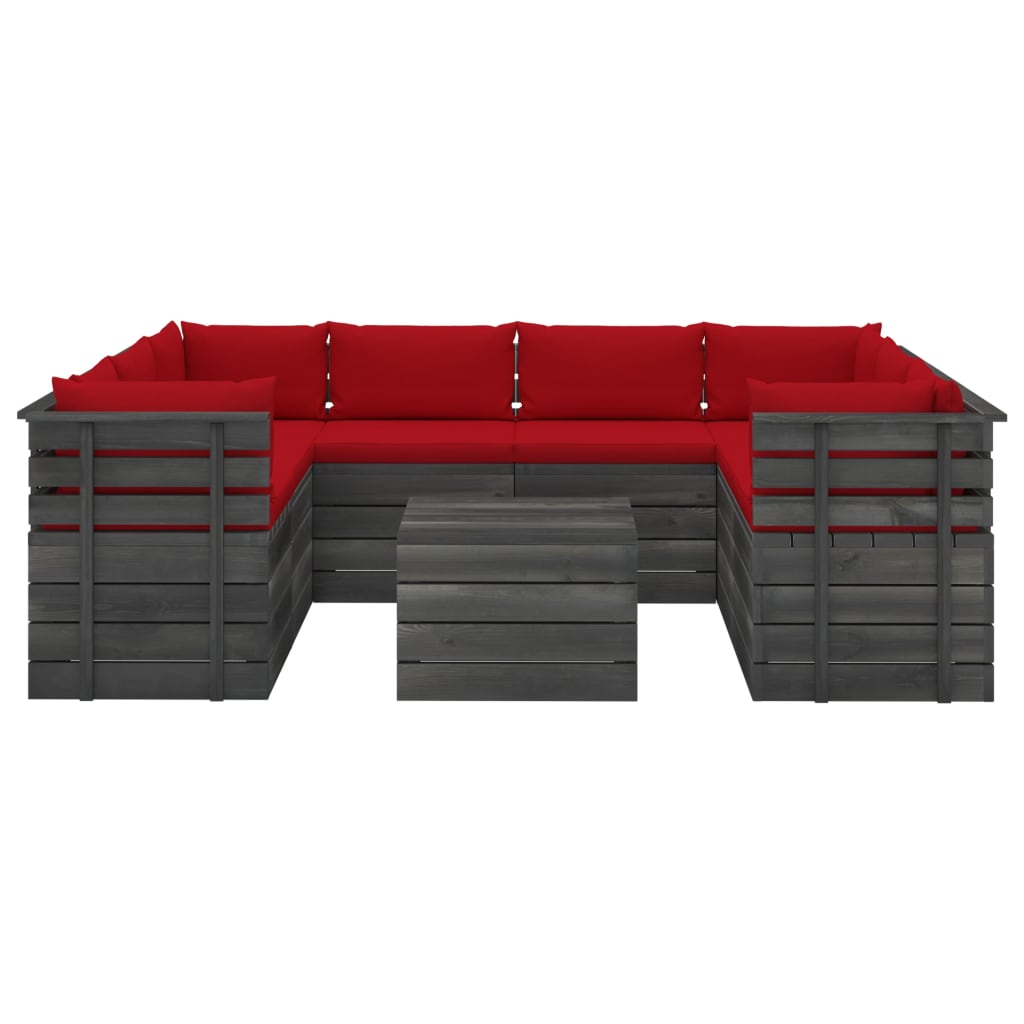 

vidaXL 9-delige Loungeset met kussens pallet massief grenenhout